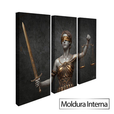 Gallery view of The Justice in Bronze triptych displayed as formal wall art suitable for office or study.