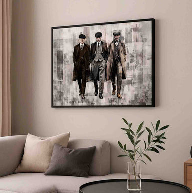 Industrial, retro-themed wall art ideal for modern living spaces
