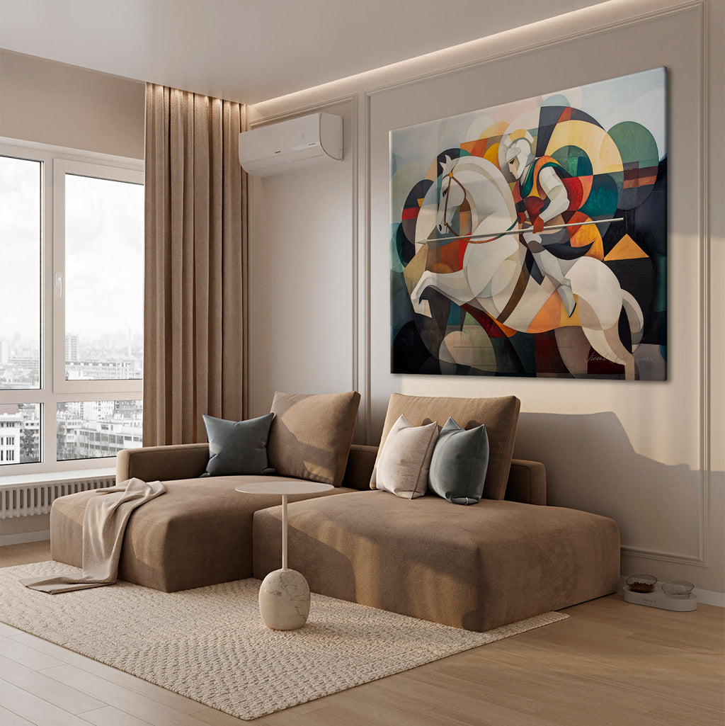 Saint George the Knight of Light - Geometric Religious Wall Art - Image 7