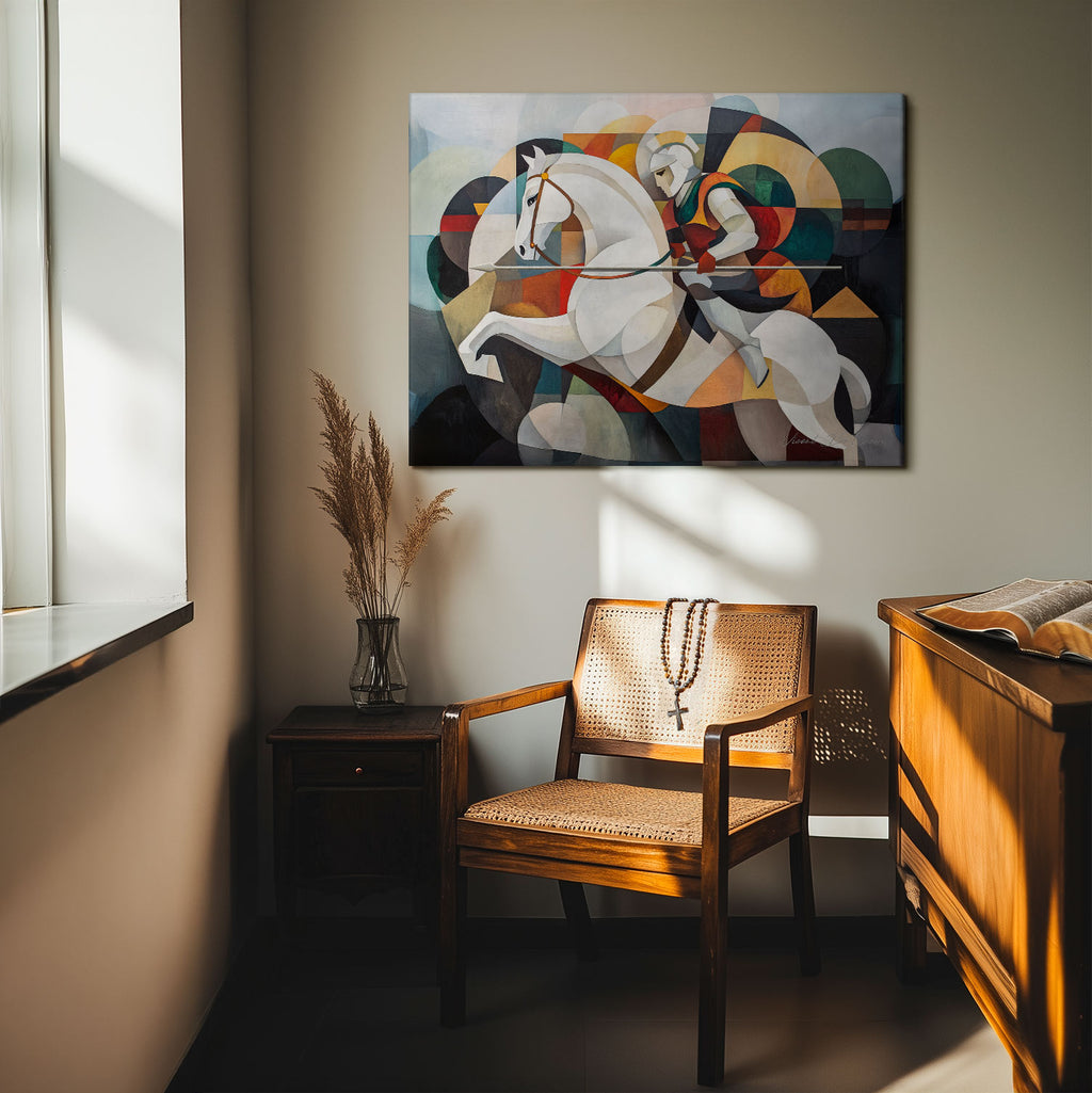 Saint George the Knight of Light - Geometric Religious Wall Art - Image 5