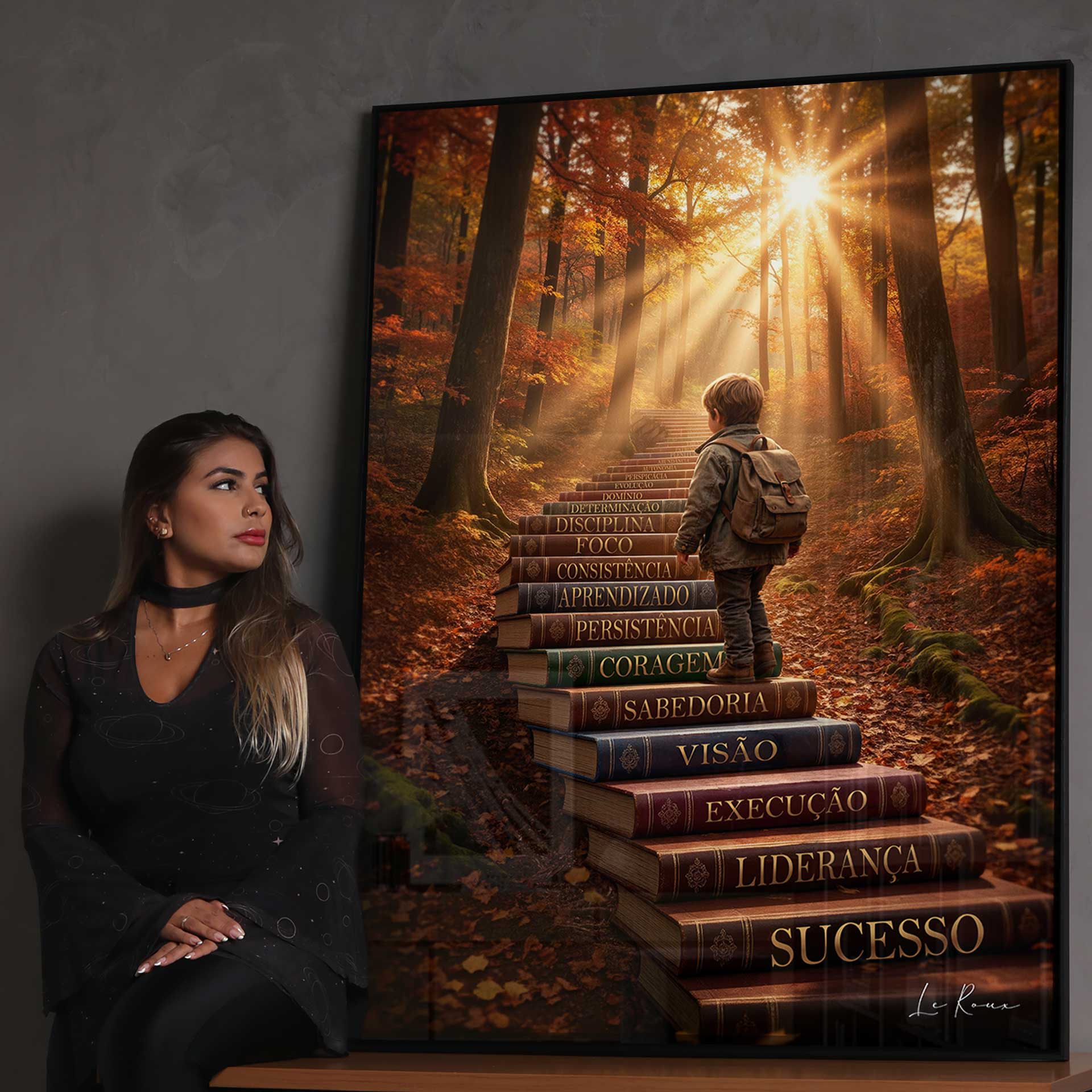 A blend of landscape and symbolic art with upward movement