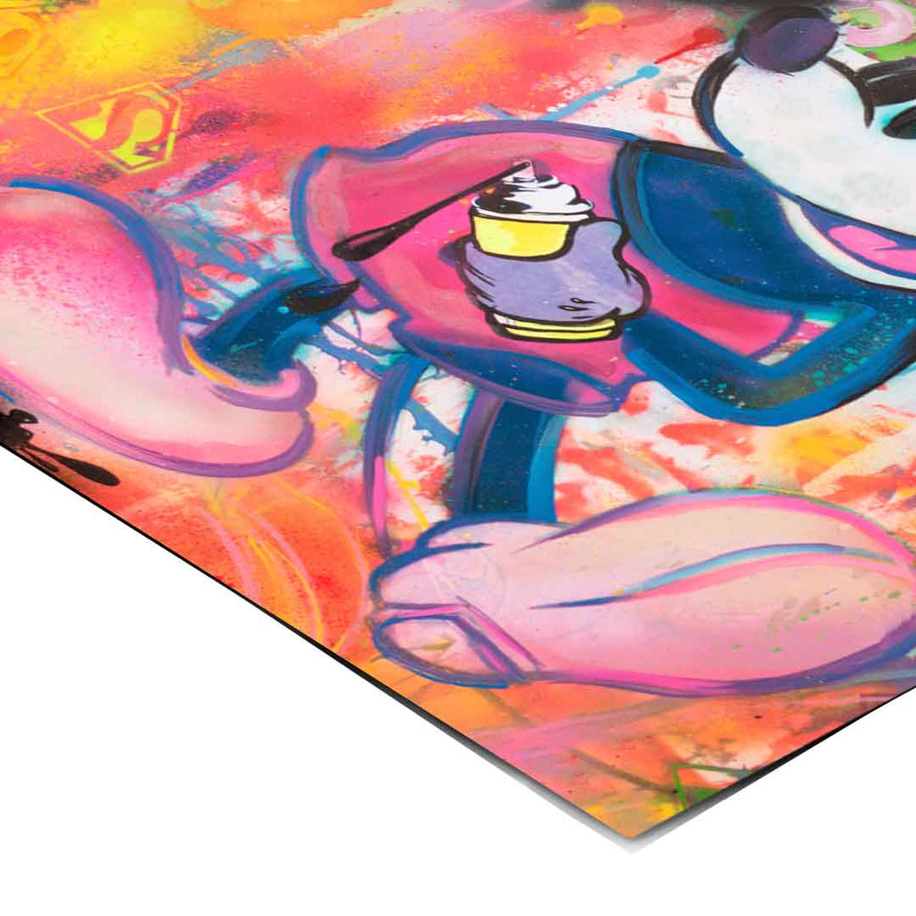 Urban, street-art vibe with energetic colors and spray-paint textures