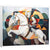 Saint George the Knight of Light on a white horse in a vibrant geometric Cubist style