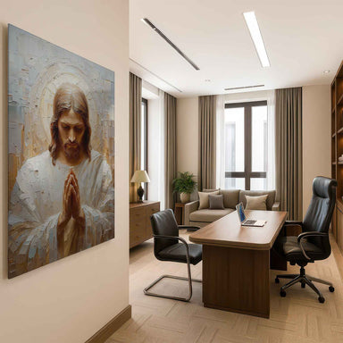 Prayer of Christ: Textured Religious Wall Art in Warm Earth Tones - Image 7