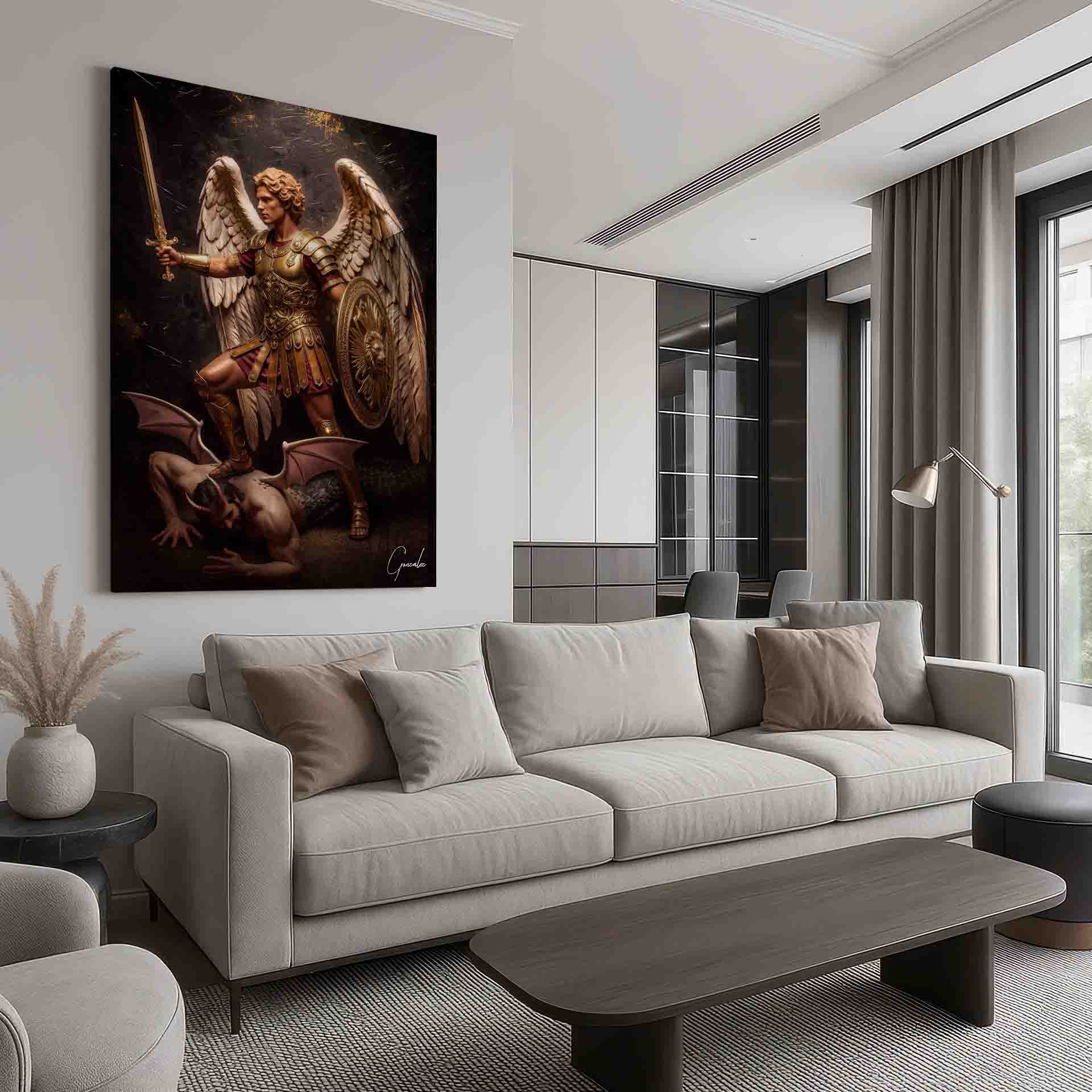 Golden Saint Michael Painting - Archangel Michael in Golden Armor - Image 5