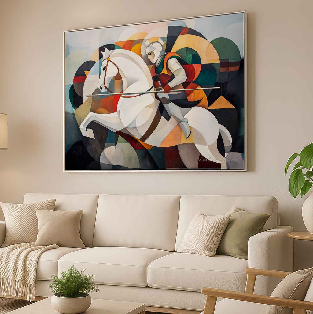 Saint George the Knight of Light - Geometric Religious Wall Art - Image 4