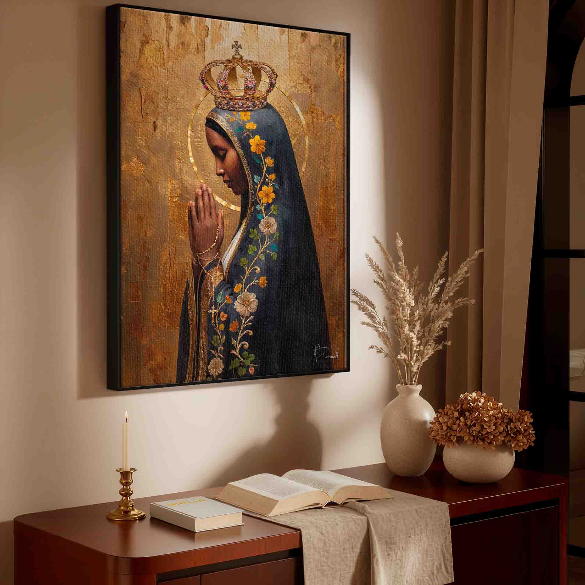 Portrait-style religious wall art suitable for traditional, spiritual, or eclectic spaces.