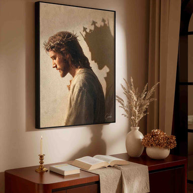 Alternate view of Jesus portrait with painterly brushwork and muted earth tones.