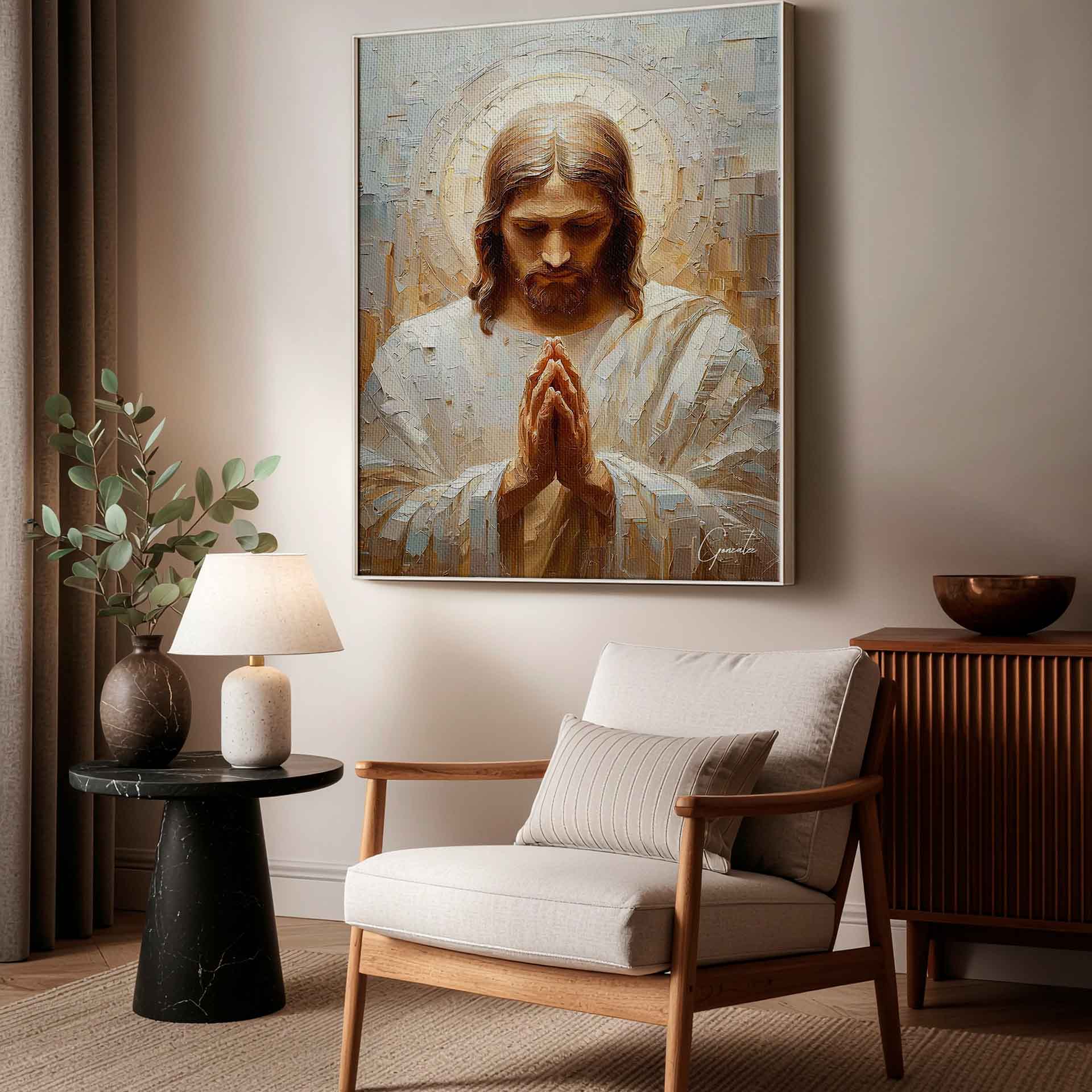 Centered composition ideal for living rooms, studies, or meditation spaces.