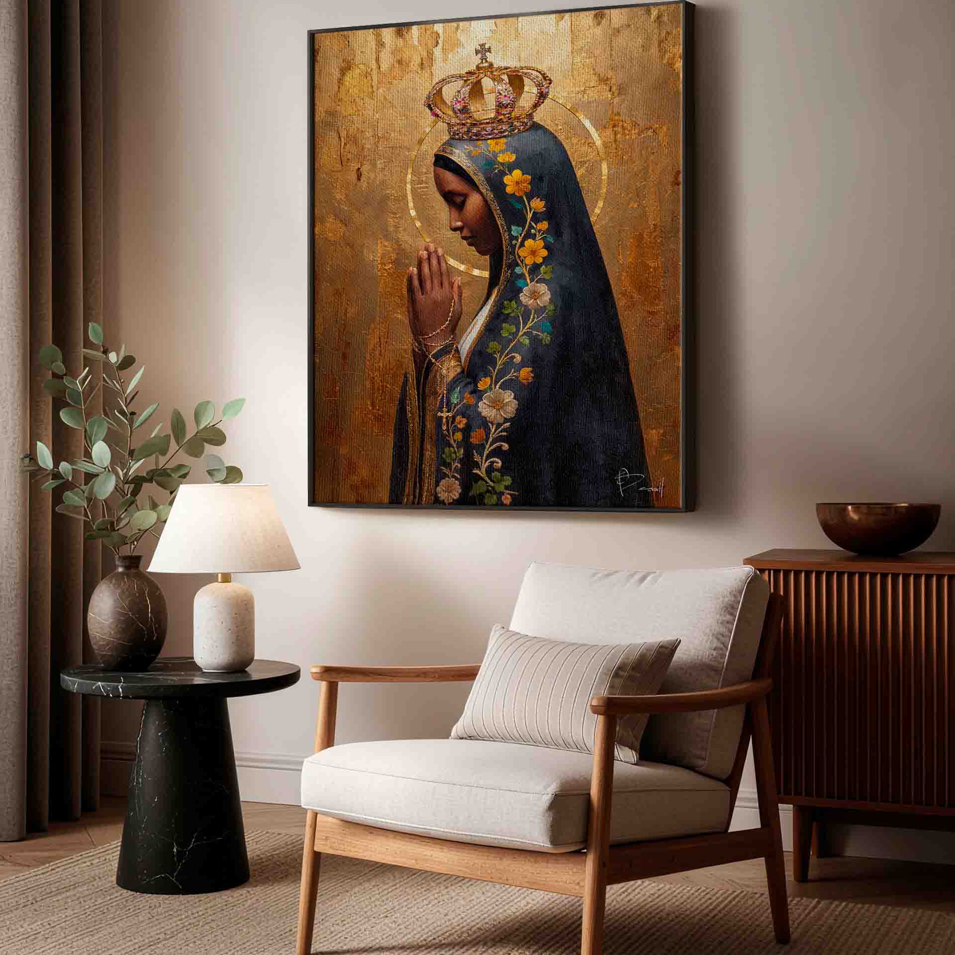 Our Lady of Aparecida: Golden Charm Religious Wall Art - Image 5