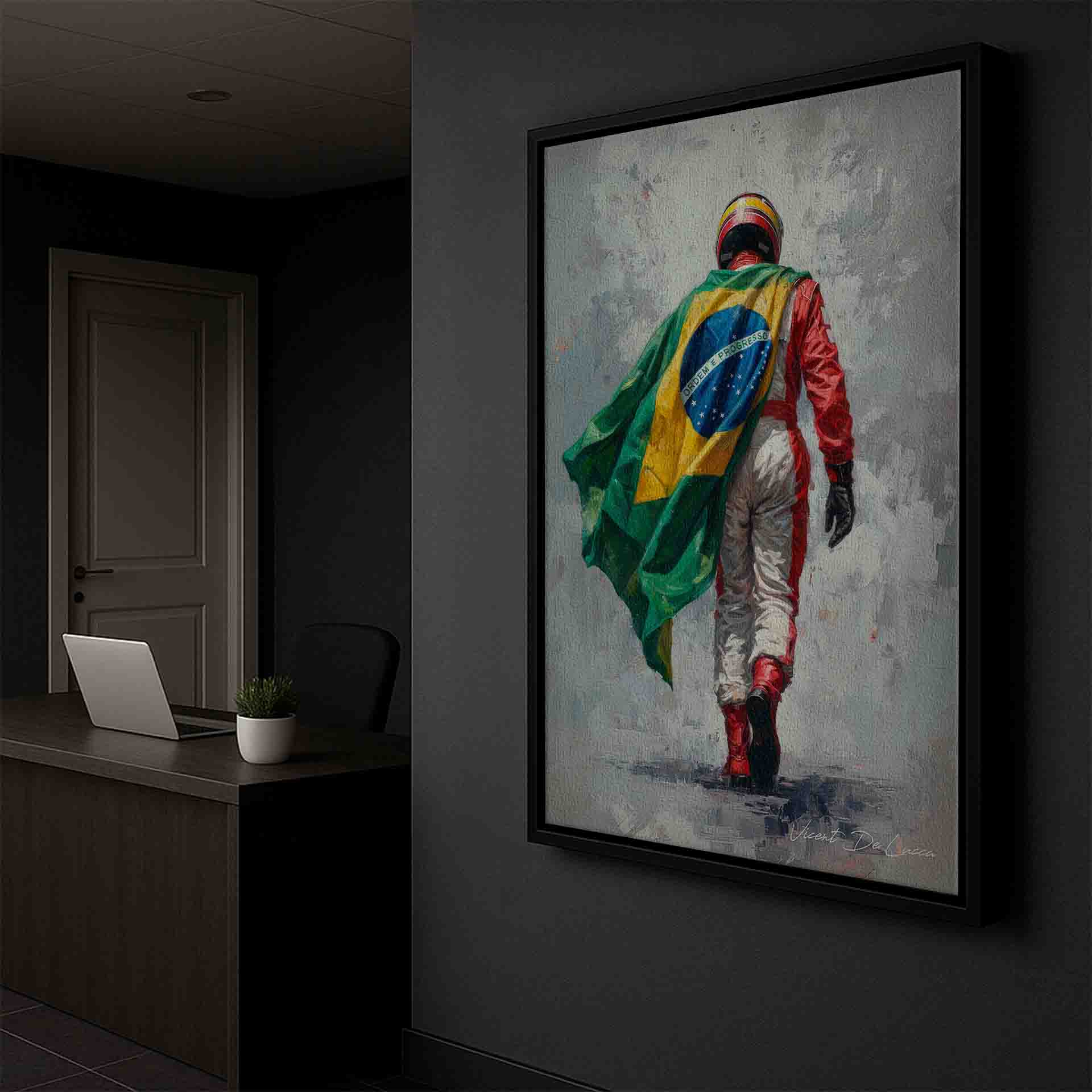 Brazilian flag colors depicted with thick brushstrokes in an artful composition