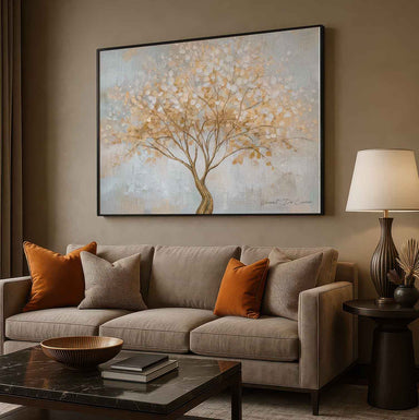 Floral-inspired abstract piece with calm mood and tactile surface