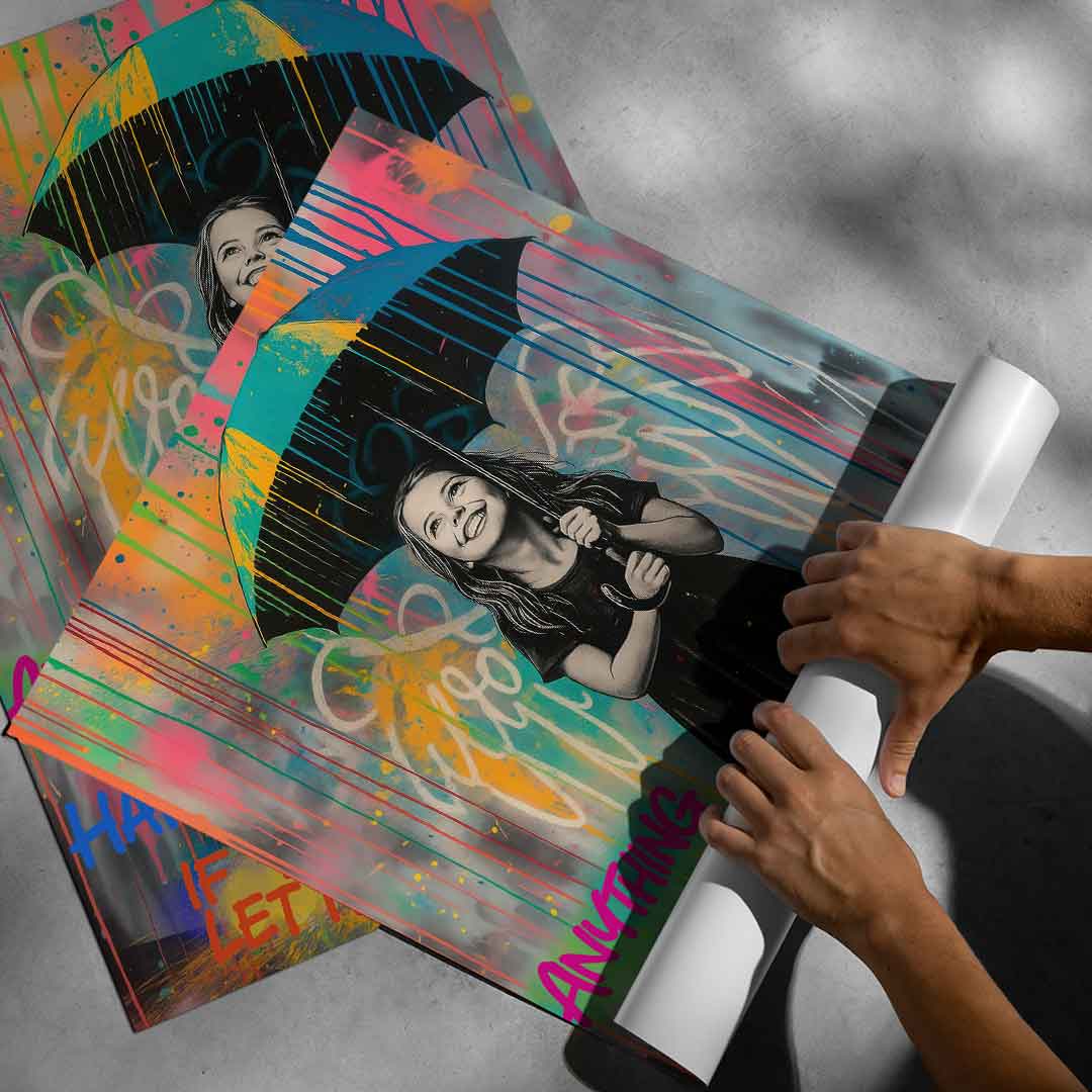 Urban wall art print with a hopeful mood, perfect for modern living rooms or kids spaces.