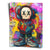 KAWS-inspired character with XX eyes wearing headphones and a tie-dye hoodie against a neon graffiti backdrop with cartoon icons