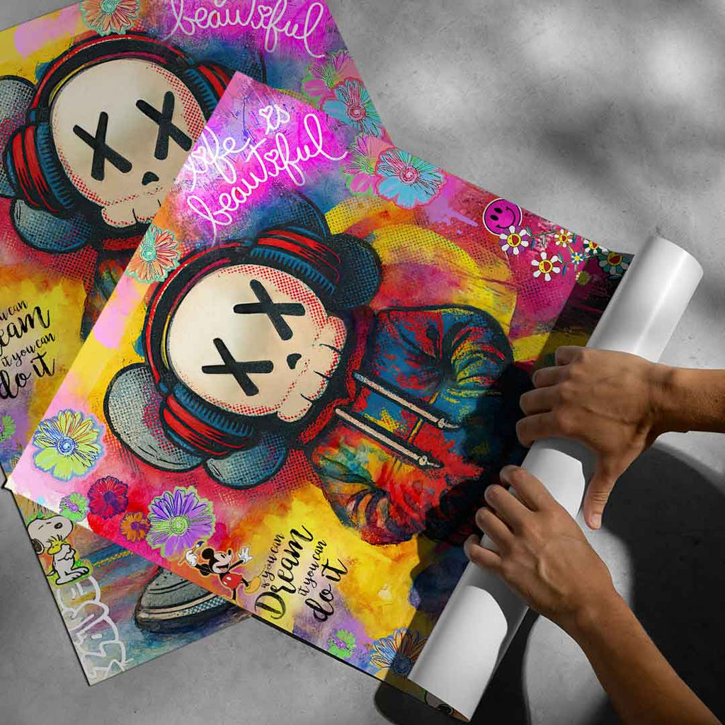 Portrait-format poster showcasing pop art and street art fusion for modern interiors
