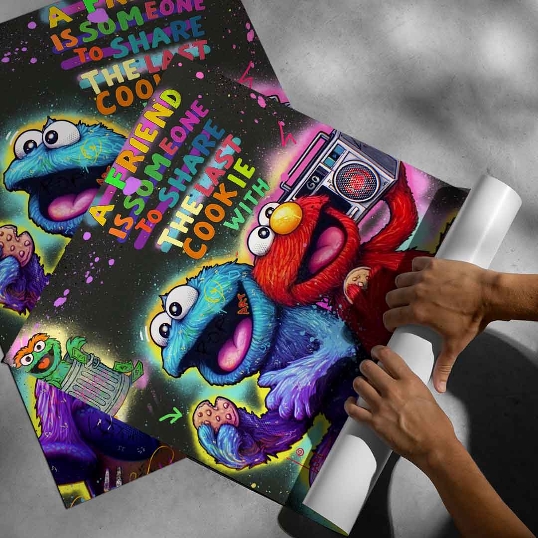Playful 80s/90s cartoon vibe suitable for kids' rooms