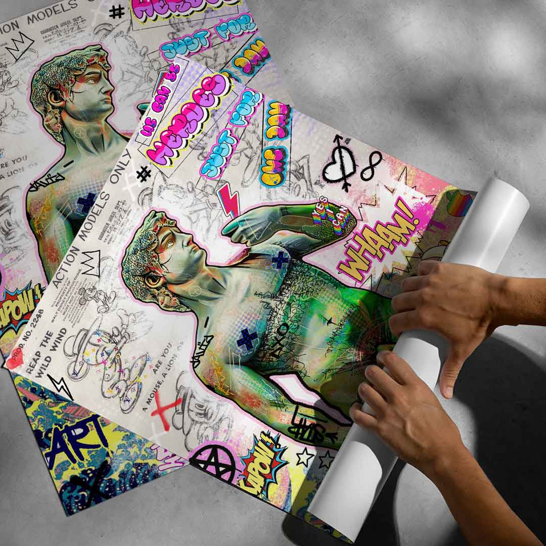 Davidt Pop Graffiti Poster: Reimagined David Statue in Street Art - Image 6
