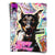 Vibrant pop art poster featuring a Doberman with neon colors and urban graffiti background
