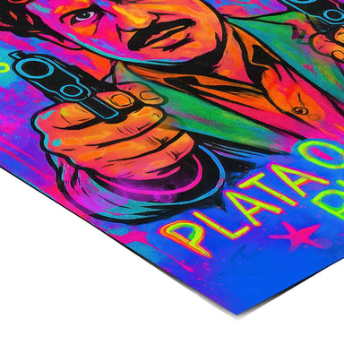 Urban-pop composition with electric color palette suited for modern man caves or game rooms.