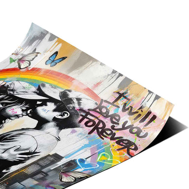 Spray paint cans and butterflies over vibrant street-art background