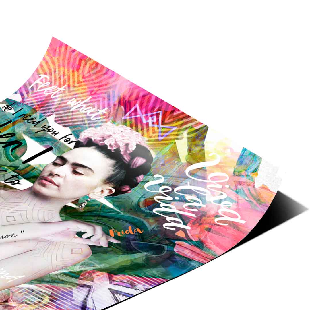 Inspirational quotes surround the Frida Kahlo portrait for an empowering mood