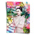 Frida Kahlo pop art portrait with flowers in braided hair against a vivid abstract background