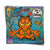 Garfield meditating in a lotus pose wearing an Om pendant on a vibrant blue green yellow Pop Art poster