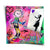 Gaston Lagaffe pop graffiti poster with spray can, neon pinks and greens, graffiti tags, and crypto symbols