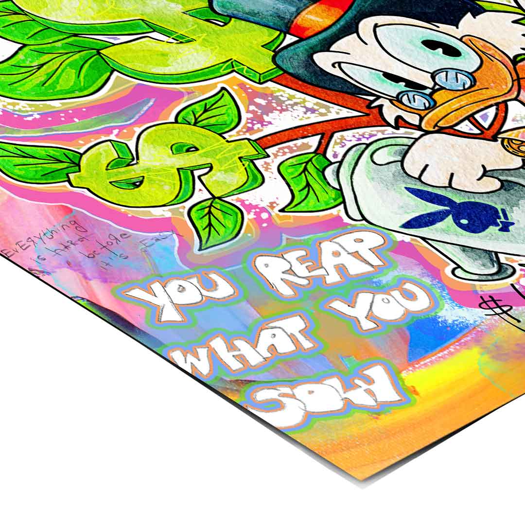 Neon greens, pinks and purples in a graffiti-inspired backdrop