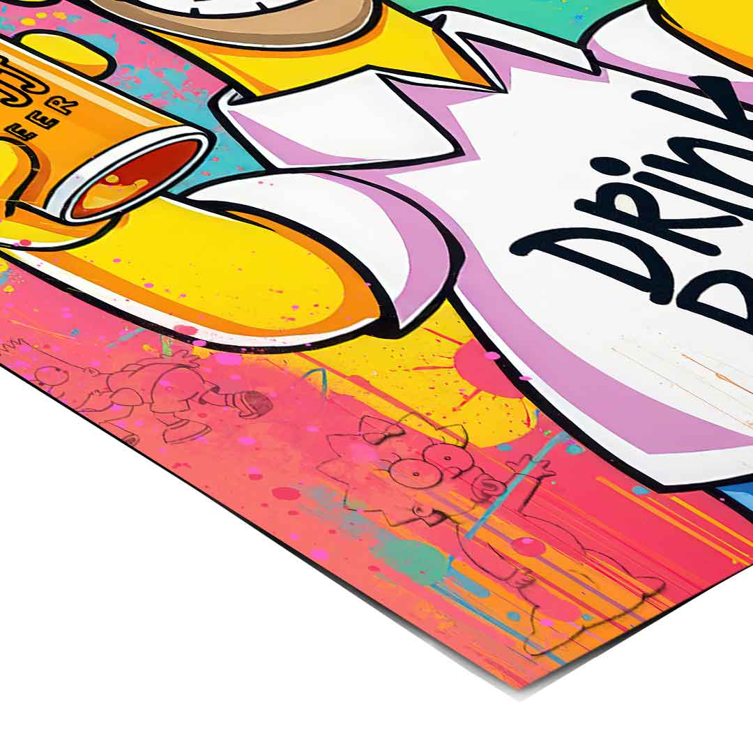 Colorful urban graffiti-inspired wall art suitable for game rooms and home bars