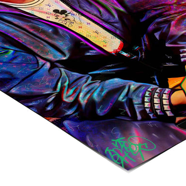 Dynamic street art-inspired wall art blending vintage and modern aesthetics