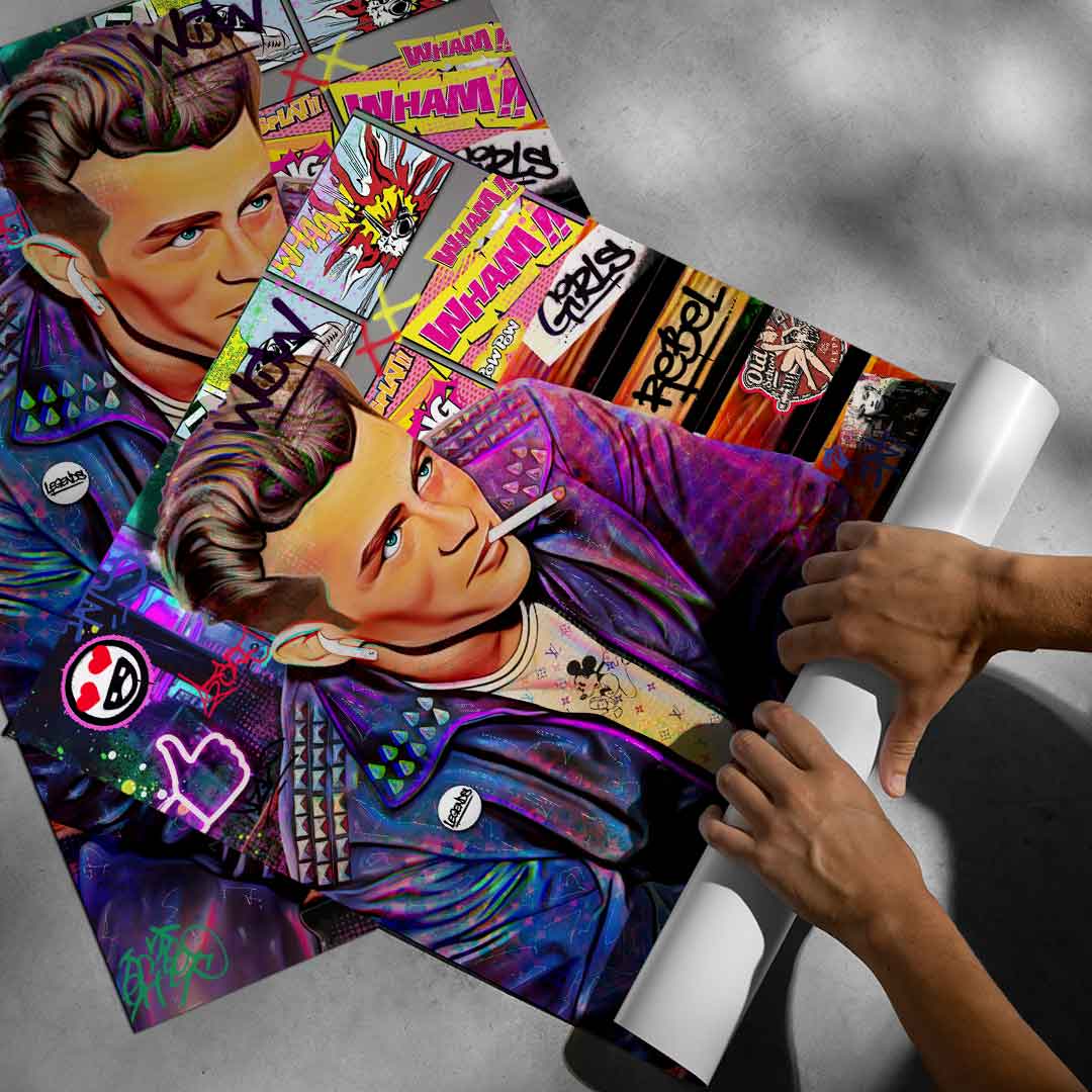 Movie-inspired pop art poster designed for contemporary spaces with retro vibes