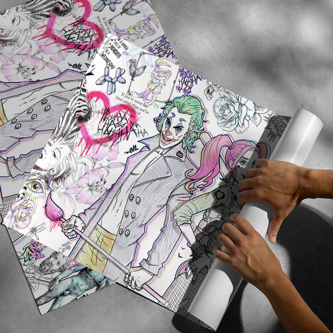 Part of the Pop Graffiti collection blending pop art, movies, floral and animal motifs.