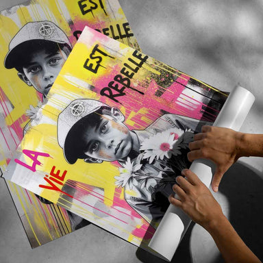 Contemporary pop art poster with rebellious mood