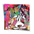 Vibrant pop art poster featuring Goofy and Mickey Mouse against a bold pink, blue, and green abstract background inspired by Picasso