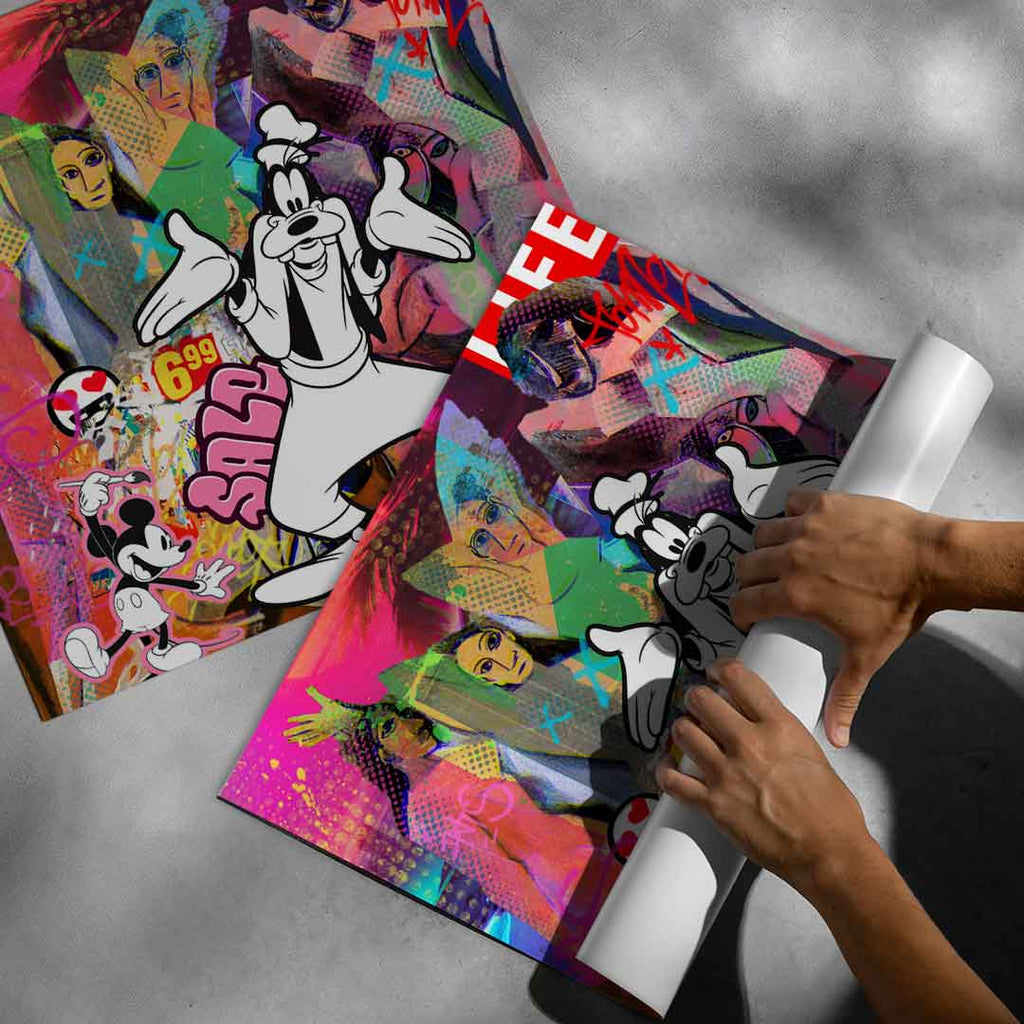 Square-format poster suitable for modern, eclectic spaces, part of Pop Graffiti collection
