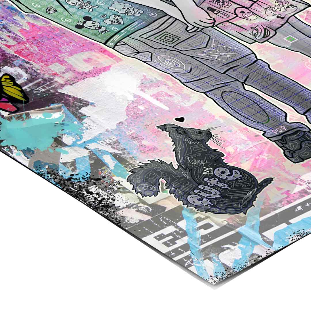 Playful urban-flavored wall art suitable for living rooms and kids’ spaces.