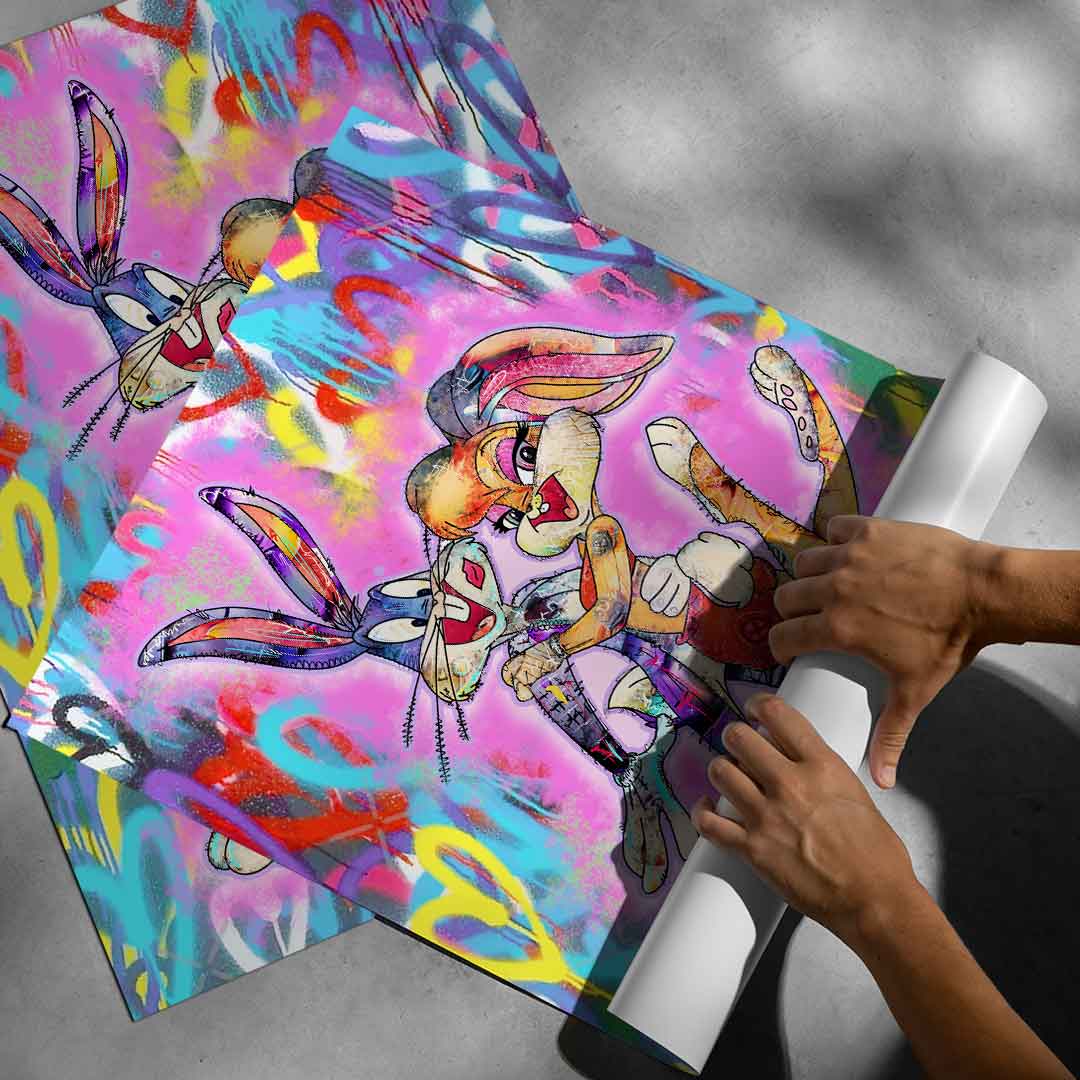Pop art inspired poster from the Pop Graffiti collection showcasing classic cartoon characters.