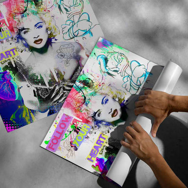 Energetic, colorful wall art suitable for modern rooms and creative spaces.