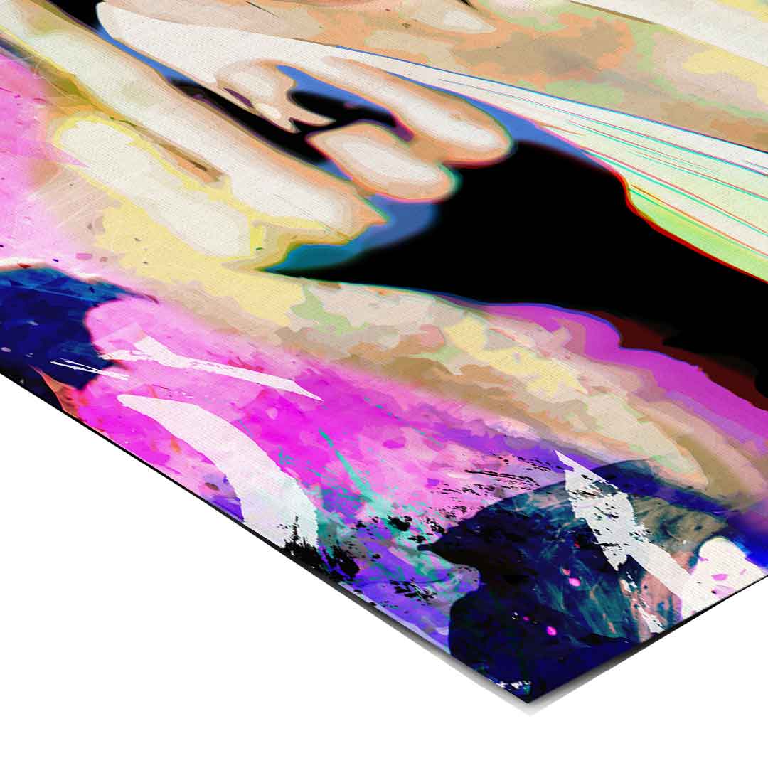 Modern street-art style blends pop art portrait with splatter brush strokes