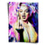 Marilyn Monroe pop art portrait with graffiti splashes in pink, purple, blue, and yellow