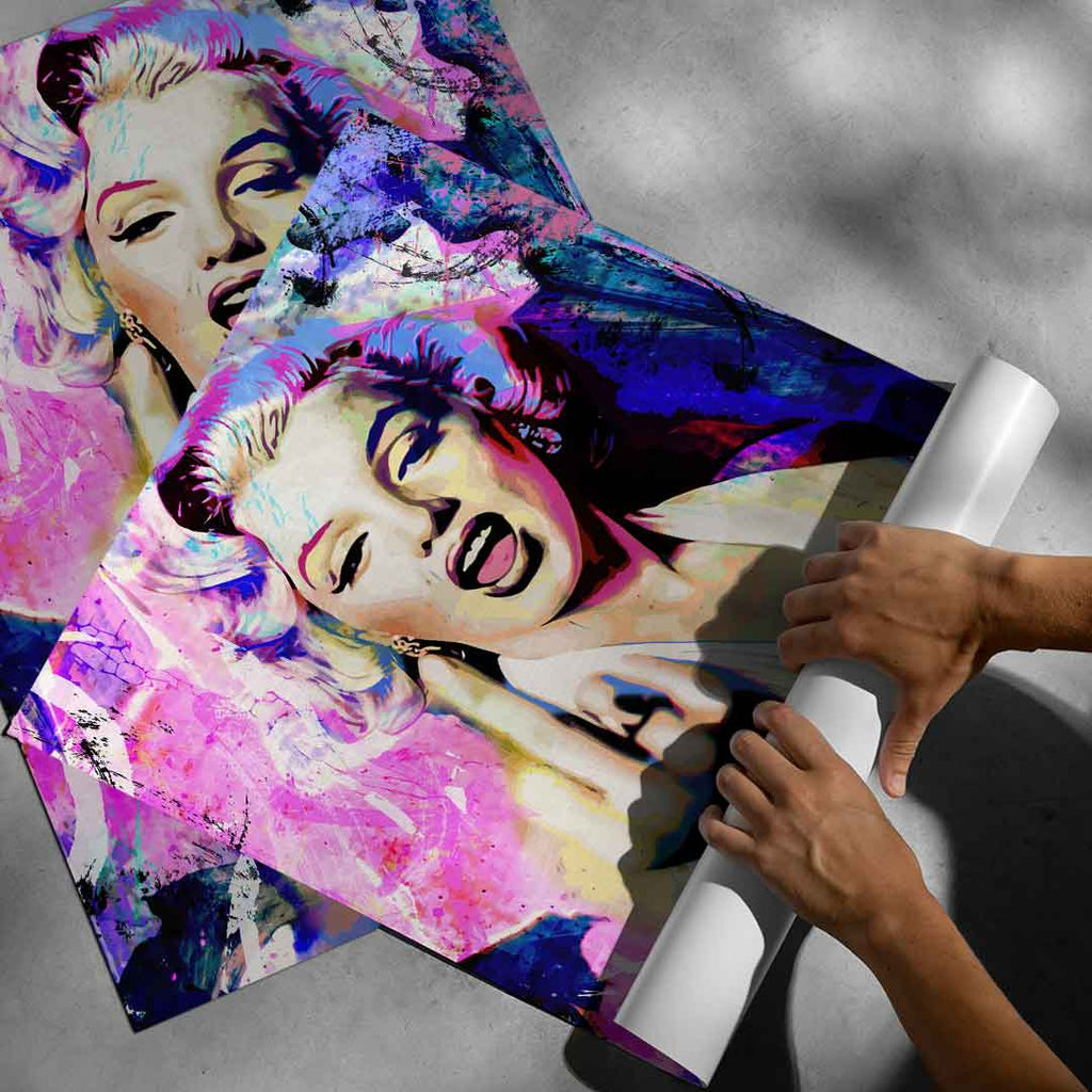 Vintage-inspired Marilyn portrait with bold graffiti vibe