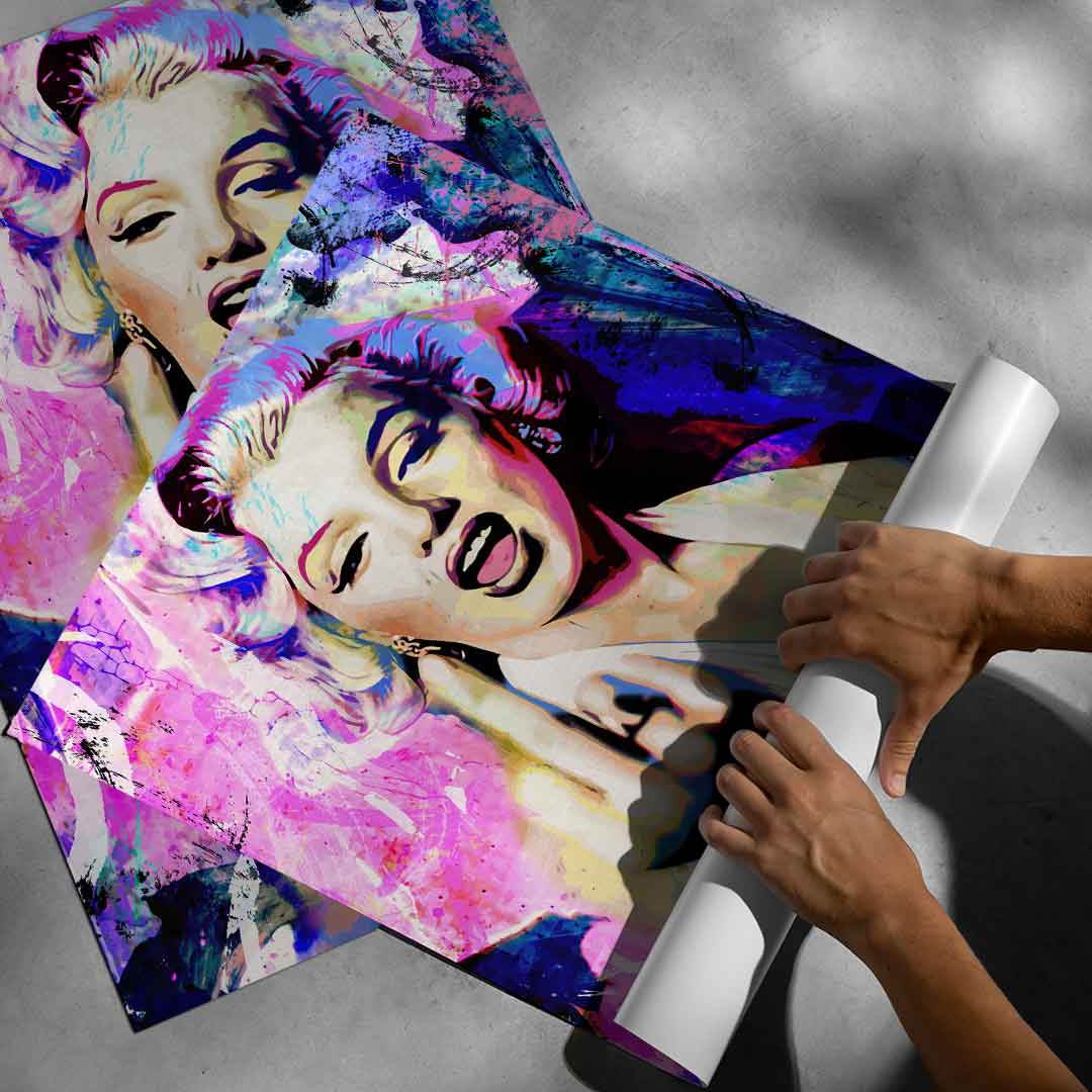 Vintage-inspired Marilyn portrait with bold graffiti vibe