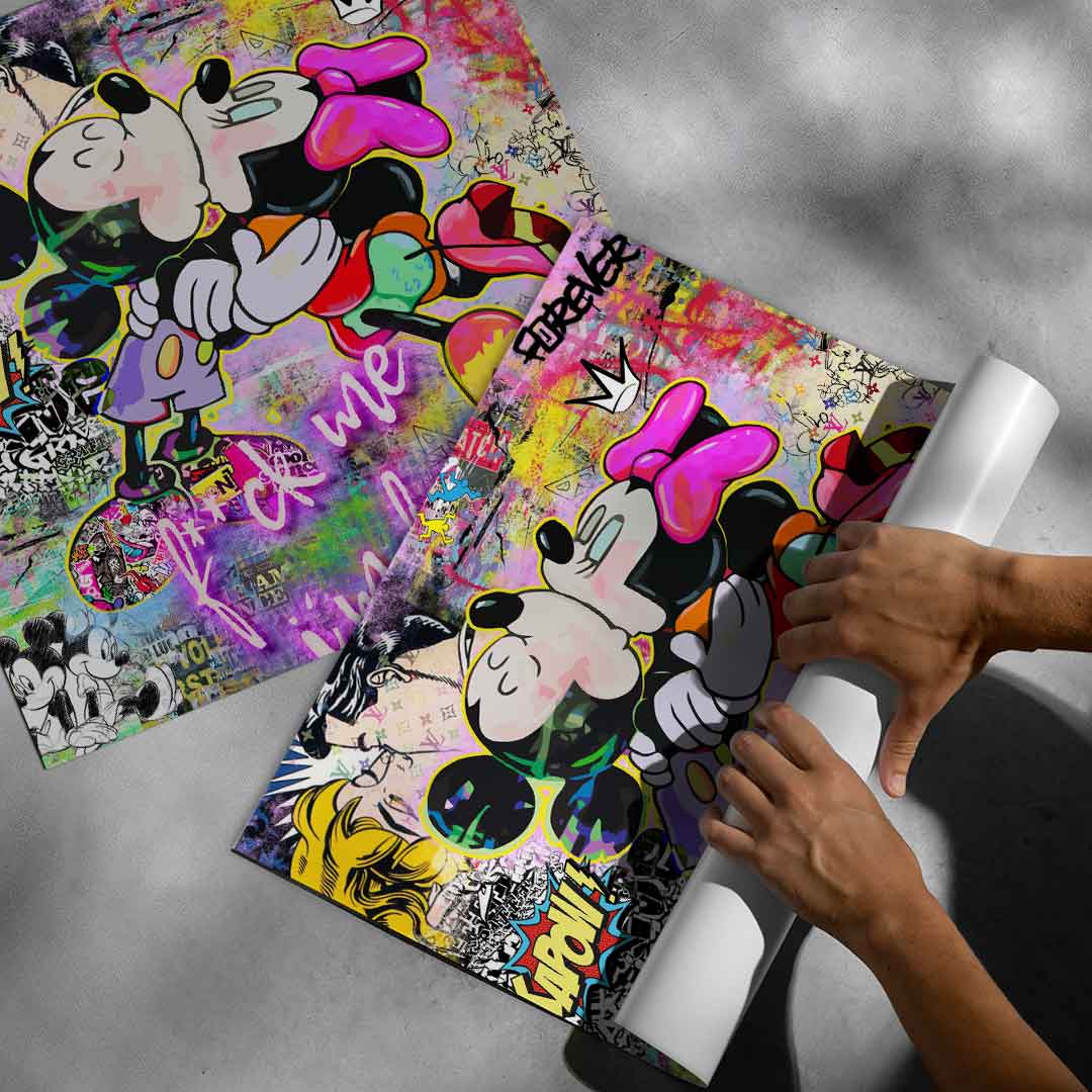 Square format pop graffiti wall art suitable for urban and contemporary spaces
