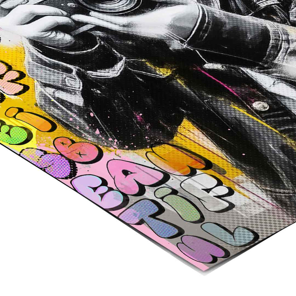 Urban, energetic wall decor suitable for modern living rooms, bedrooms, or teen spaces