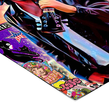 Street art-inspired poster mixing retro rock vibes with contemporary Pop Art aesthetics.