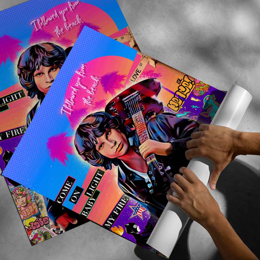 Modern portrait-oriented wall art print suitable for music-themed living spaces.
