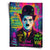 Neon Pop Art portrait of Charlie Chaplin in his Tramp persona, rendered in neon pink, electric blue, lime green, and yellow with a dark drippy background.