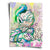 Portrait-style Pop Art poster featuring a defiant Donald Duck in neon greens, blues and purples with halftone dots, graffiti drips, and Popeye sketches framing the scene; the bold NEVER NEVER NEVER NEVER give up text glows pink.