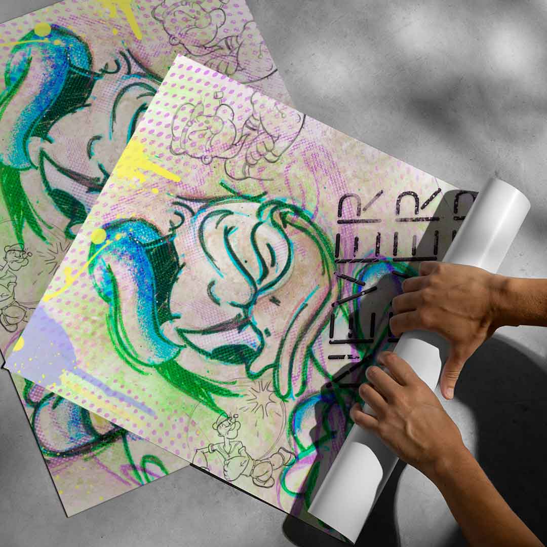 Lifestyle shot of the Pop Graffiti wall art in a modern room setting.